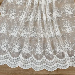 L3128 100% Polyester Lace Fabric Garment Accessories Sequin Embroidered Fabric European Styles Dress Clothes Lace Beads Fabric