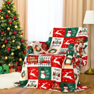 LANJO Christmas Themed Throw Blanket Flannel Blankets Custom Sizes & Artwork Halloween Blanket