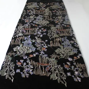 LH Autumn Winter Eco Friendly Stretch 100% Polyester Warm Comfortable Black Velvet Herringbone Sequin Outdoor Girls