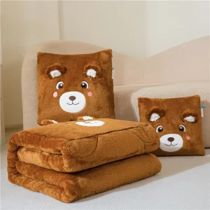 LNBEAR Bear Plush Cartoon Embroidered Pillow Blanket Comfortable Nap Cushion Car Nap air Conditioning Blanket Travel Pillow