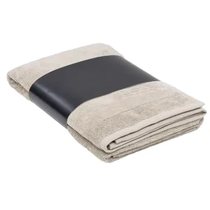 LOOKS WOLFGANG JOOP Solid Color 100% Cotton Luxury Shower Towel 70x140cm with Hanger and Logo Embroidery Dark Beige