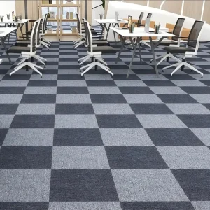 LQ1 Series Fireproof Washable Home & Commercial Office Solid Color Polypropylene Loop Pile Square Carpet Tiles Bitumen Backing