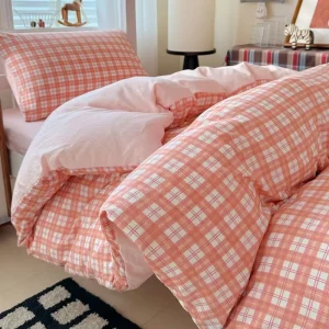 LUXURY Eco Friendly Woven Polyester 40 Count Modern Three Four Piece Customizable Plaid Bedding Set for Home & Hotel Use