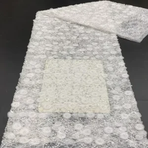 Lace Base Laser Embroidery Large and Bubble Beads Sequin Embroidery Wedding Dress Women’s Dress Fashion Dress Bead Fabric