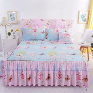 Lace Bed Skirt +2pieces Pillowcases Fashion Bedding Set Princess Bedspreads Sheet Bed for Girl Bed Cover R1543