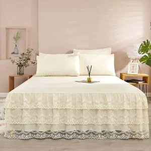 Lace Bed Skirt Quilt Bedding Set