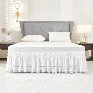 Lace Bed Skirt Ruffled Embroidered Tassel Bed Skirt Elastic Dust 16 Inch Drop Bedroom Decor Bedding Hotel Bed Skirting