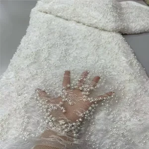 Lace Bottom Bubble Bead Tube Embroidery Nail Bead European and American Sequin Bead Embroidery Fabric Formal Dress Fabric