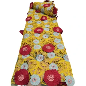 Lace Fabric African Lace Fabric Cord 3D Flower Lace Fabrics