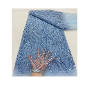 Lace Fabric Embroidery Sequin Mesh Cloth 3d Beads Lace Sequin Lace Dress Fabric for Women Dress