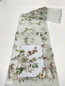 Lace Fabric Knitted Disc Embroidery, Printing, Bead Decoration, Anti-Bacteria, Colorful Color Matching, Wedding
