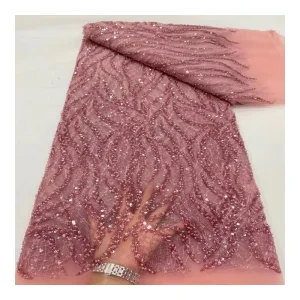 Lace Fabric Sequin Embroidery Mesh 3d Beads Lace Sequin Lace Dress Fabric for Party Dress