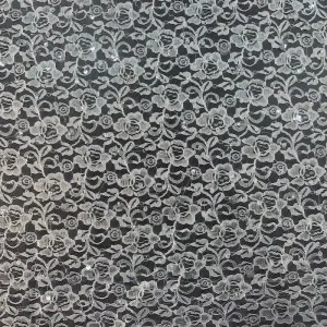 Lace Mesh Base Embroidery Fabric with Beaded Tube Sparkling Spangle Lace Fabric for Garment and Dress