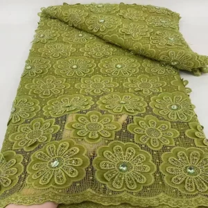 Lace Rhinestone Embroidery Fabric African Wedding Dress Accessories Water Soluble Embroidery