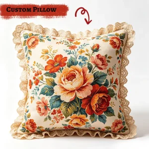 Lace Trim Throw Pillow Soft Decorative Cushion Elegant Fringe Pillow for Sofa Bedroom Home Decor