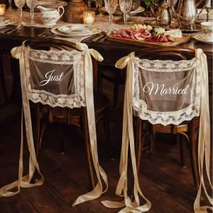Lace White Bow Knot pink Red Party Name Vintage Boho Wedding Bridal Chair Sash Decoration