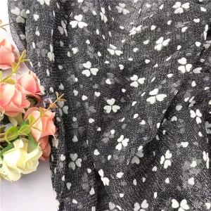 Ladies’ Polyester Nylon Metallic Mesh Stretch Flocked Flower Sexy DIY Dress Fabrics Costume Cloth Dance Wear Accessories