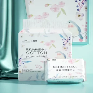 Lampure Clean Skin Towels 100% Pure Cotton 80 Pcs Disposable Face Towel Clean Skin Cotton Tissue Disposable Towel Wet Dry Use