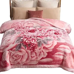 Lanchein Raschel Blanket 100% Polyester Double layer Thick Winter Warm Floral Printed Pattern Soft Sleeping Four Seasons Use