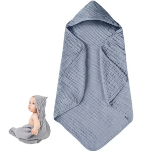 Large Baby Towel Soft 100% Muslin 6-Layer Hooded Cotton Bath Baby Towel for Babies Infant Toddler Newborn Blankets