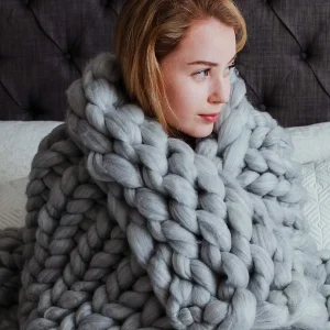 Large Bedding Heavy Handmade Chunky Knit Blanket