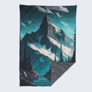 Large Camping Blanket with Fleece Lining Down Alternative Puffy Printed Wearable Blanket Lightweight for Outdoor Traveling