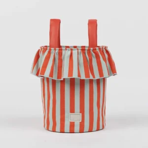 Large Capacity Organizer Storage for Diaper Bottle Phone Outdoor Travel Striped Kids Stroller Hanging Bag