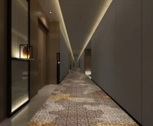 Large Commercial Wall to Wall Polyester Carpet Anti-wear Fire Resistant Custom Pattern Free Color Swatch