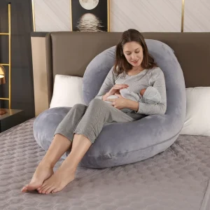 Large Crystal Velvet Waist & Belly Support Side Sleeping Multi Functional C type Pregnancy Pillow