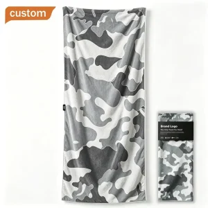 Large Custom Camouflage Printed Soft Microfiber Anti slip Beach Towel Recycled Water Absorption Towel Promotional Gift Towel