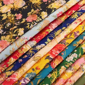 Large Gold Foil Golden Thread Peony Design Brocade Fabric for Women Man Home Textile Jacket Cheongsam Suit