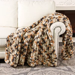 Large Knit Segment Dyeing Blanket Chunky Yarn Throw Blanket Handmade Knit Blanket Chunky Throw Home Bed Use