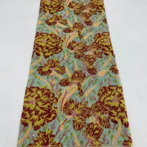 Large Lotus Colorful Sequin Embroidery Dress Beaded Fabric Lace