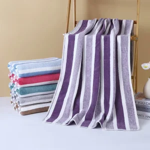 Large Oversized Cabana Soft Striped Eco-Friendly Luxury Swimming Towel Super Absorbent Carol Fleece 70*140cm Travel Bath Towel