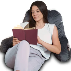 Large Oversized Portable Reading Bed Pillow, Knitted Technics, Car Gaming Backrest Arm Rest Pocket for Hotel and Home Use
