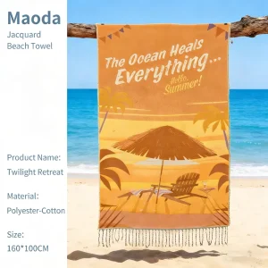 Large Rectangle Jacquard Eco Friendly Quick Dry Beach Towel with Custom Design & Logo Thick Wearable Bag Included