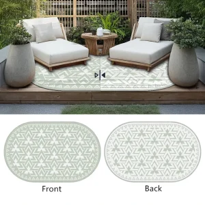 Large Reversible PP Woven Lawn Carpet Waterproof Outdoor Carpets for Patios Colorful and Washable Rug
