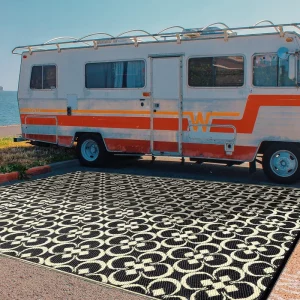 Large Reversible Portable Outdoor Woven PP Non Slip Rugs Waterproof Camping Prayer Picnic Indoor Outdoor Use Area Rugs