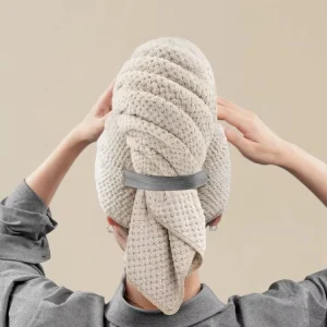 Large Size Microfiber Hair Towel Wrap for Women Quick Dry Hair Turban Towel with Elastic Band Microfiber Plopping Towel