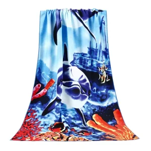 Large Size Ocean Design Sublimation Printed Microfiber Towel for Beach