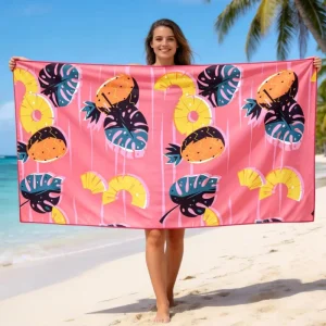 Large Size Summer Microfiber Beach Towels Jacquard Style Custom Logo Printing Super Absorbent Sand Free Polyester