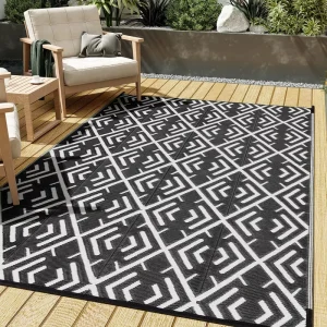 Large Waterproof Outdoor Area Rug Reversible Portable Outdoor Plastic Straw Carpet Outdoor Mats for RV Deck Camping Front Door