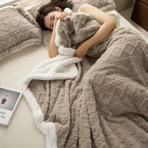 Large sized Double sided Flip top Knitted Bed Cover and Sofa Blanket Suitable for Winter