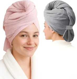 Large sized Luxurious Super absorbent Woven Dry Hair Towel Anti frizz Quick drying Home Use Coral Velvet Package