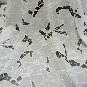Laser Milk Silk Full Cotton Fabric Women’s Dress Floral Embroidered Cloth Clothing Diy Clothing Accessories