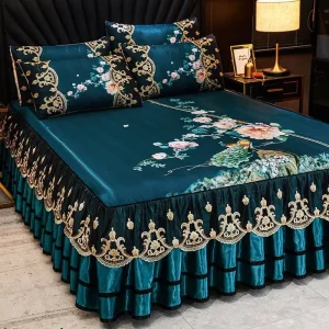 Latest Modern Style Microfiber Quilted Sleep Bed Skirt Ruffled Printed Cartoon Pattern Bedspread Bedcovers Bed Bedding Set