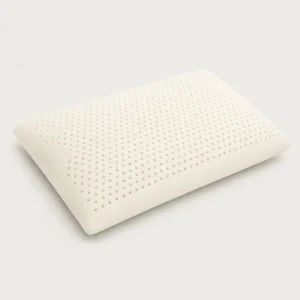 Latex Pillow with Neck Support Solid Pattern Airflow Pinholes for Queen Size Bed Natural Comfort Sleep Use
