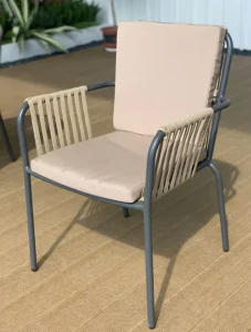 Leadstyle Aluminum Alloy Frame Woven Strap Garden Dining Chair Cushion Pillow Modern Design Waterproof Durable Outdoor Furniture