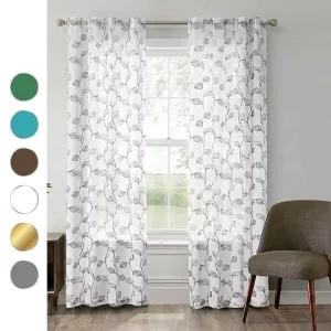 Leaf Embroidery Curtains for Room Windows Kitchen Curtains & Drapes Designs Window Curtain Home Room Factory Price