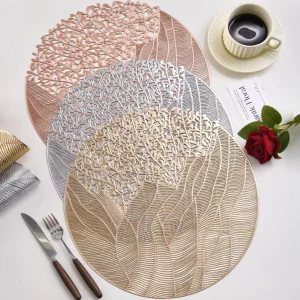 Leaf PVC Table Mat For Dining Room Coffee Table Placemats For Round Table Waterproof Oil-Proof Place Mats
